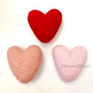 Handmade felted Valentine heart Valentine's Day 6cm / 2.36" Set of 3